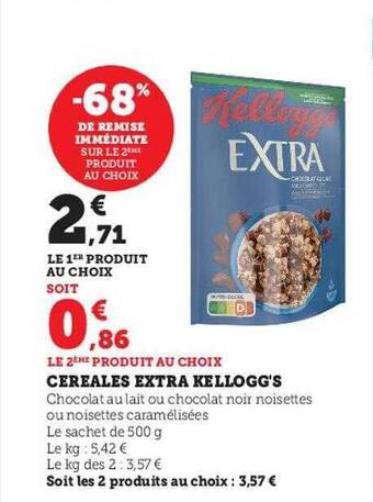 Super U Céréales extra kellogg's offre