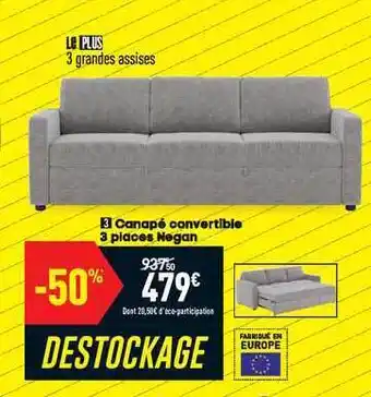 Conforama Canapé Convertible 3 Places Negan offre