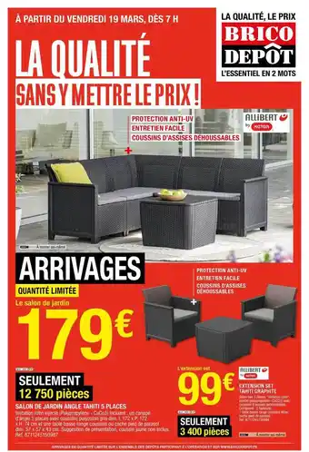 Brico Dépôt Salon De Jardin Angle Tahiti 5 Places, Extension Set Tahiti Graphite offre