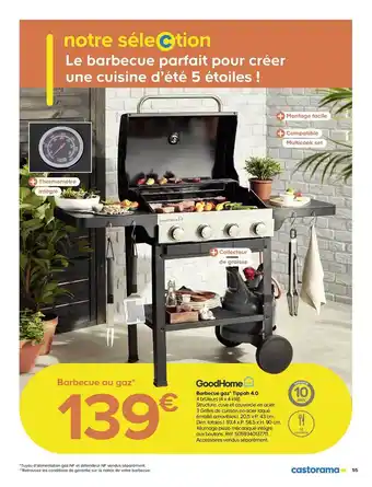 Castorama Barbecue Gaz Tippah 4.0 Goodhome offre