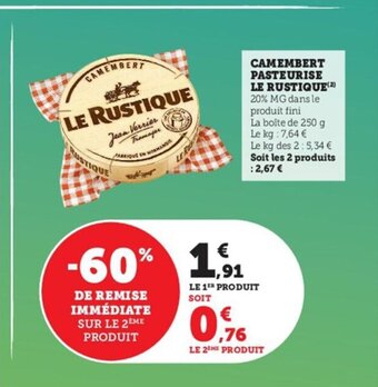 Camembert Pasteurise Le Rustique