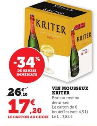 Super U Vin Mousseux Kriter offre