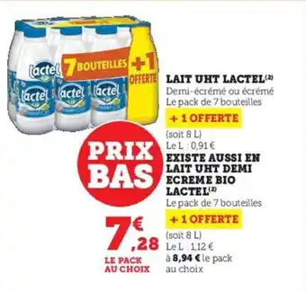 Super U Lait Uht Lactel offre