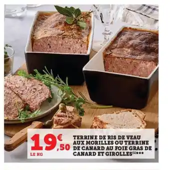 Super U Terrines De Ris De Veau Aux Morilles Ou Terrine De Canard Au Foie Gras De Canard Et Girolles offre