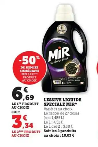 Super U Lessive Liquide Speciale MIR* offre