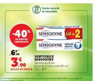 Super U Dentifrice Sensodyne offre