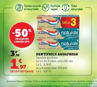 Super U Dentifrice Aquafresh offre
