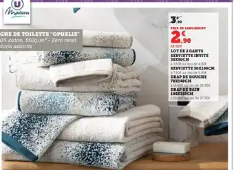 Hyper U Lit De 2 Gants Serviette Invite 30x50 cm offre