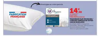 Hyper U Traversin Plat Microgel Confort Sensation Duvet 140cm Moelleux offre