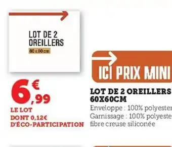 Lot De 2 Oreillers 60x60 cm