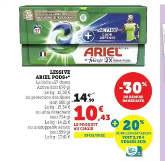 Hyper U Lessive Ariel Pods offre