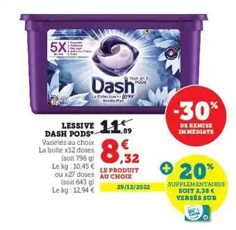 Hyper U Lessive dash pods offre