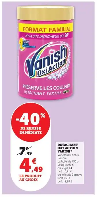 Hyper U Detachant Oxy ACTION Vanish offre
