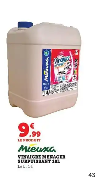 Hyper U Vinaigre Menager Surpuissant 10L offre