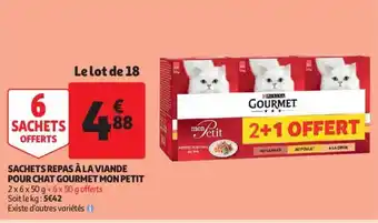 Auchan Sachets repas à la viande pour chat gourmet mon petit offre