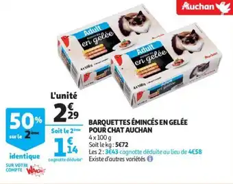 Auchan Barquettes émincés en gelée pour chat auchan offre