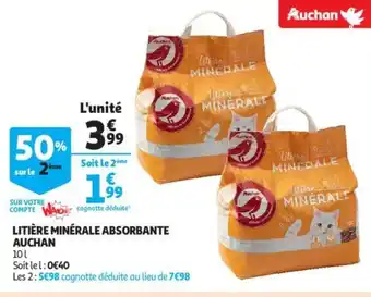 Auchan Litière minérale absorbante auchan offre