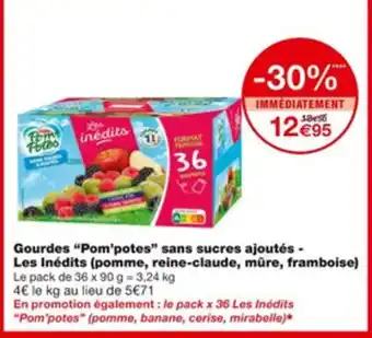Monoprix Gourdes Pom'Potes Sans Sucres Ajoutés Les Inédits offre