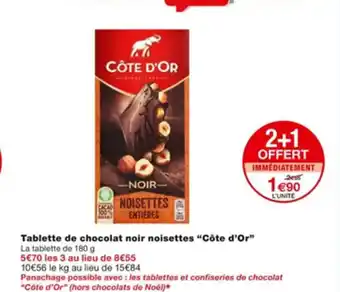 Monoprix Tablette de Chocolat Noir Noisettes Côte d'Or offre