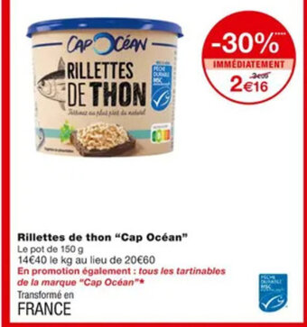 Monoprix Rillettes de Thon "Cap Océan" offre