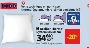Conforama Dodo Oreiller Thermo System 60x60cm offre