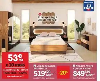 Conforama Lit Adulte Aveiro 140x190cm offre
