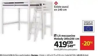 Conforama Lit Mezzanine Melody 140x200cm offre