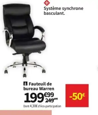 Conforama Fauteuil de Bureau Warren offre