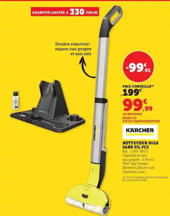 Hyper U Nettoyeur Sols Sans Fil FC3 offre