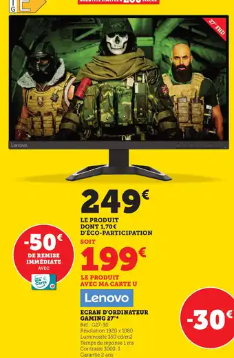 Hyper U Ecran D'Ordinateur Gaming 27 offre