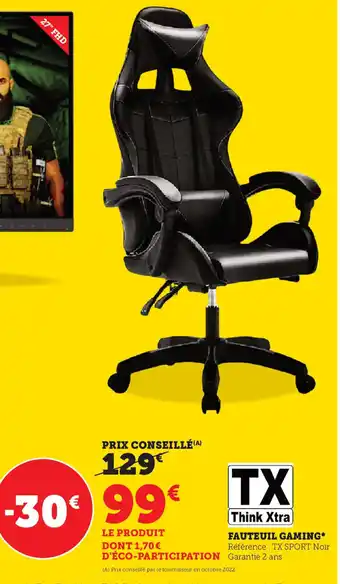 Hyper U Fauteuil Gaming offre