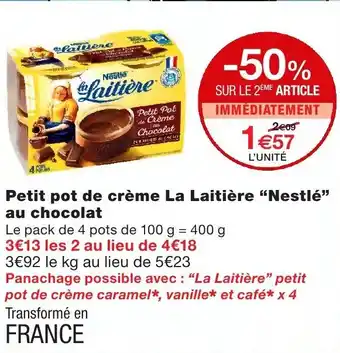 Monoprix Petit pot de crème La Laitière Nestlé offre