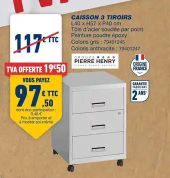 Bureau Vallée Caisson 3 Tiroirs offre