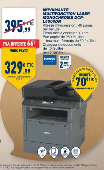 Bureau Vallée Imprimante Multifonction Laser Monochrome DCP-L5500DN offre