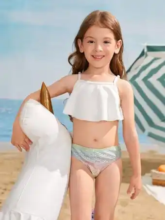 Bikini métallique avec volants