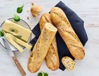 Place du Marché 2 demi-baguettes de pain rustiques précuites label rouge surgelées offre