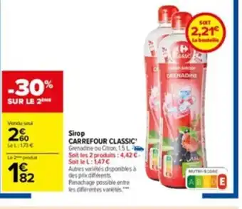 Carrefour Sirop Carrefour Classic offre