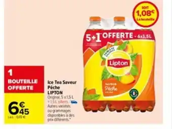 Carrefour Ice Tea Saveur Peche lipton offre