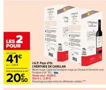 Carrefour I.G.P Pays d'Oc l'Heritage de Carillan offre