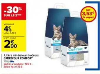 Carrefour Litière Minérale Anti-Odeurs Carrefour Comfort offre