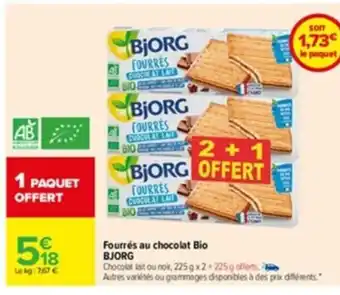 Carrefour Fourres Au Chocolat Bio Bjorg offre