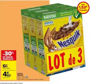 Carrefour Céréales Nesquik offre