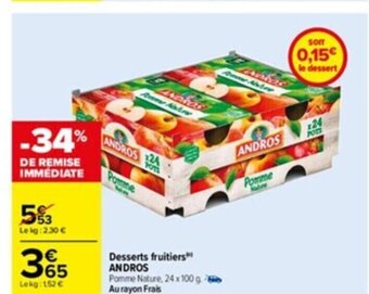 Carrefour Desserts Fruitiers Andros offre