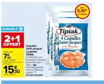 Carrefour Coquilles Saint-Jacques Surgelées Tipiak offre