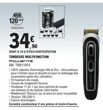 E.Leclerc Tondeuse multifunction rowenta offre