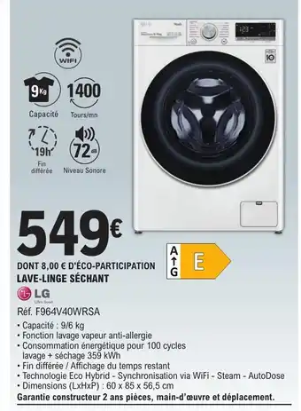 E.Leclerc Lave-linge sechant lg offre