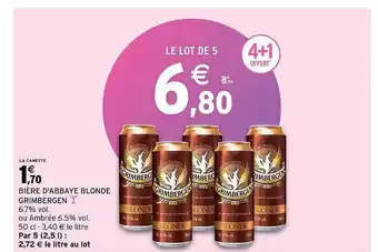 Intermarché Bière d'abbaye blonde grimbergen offre