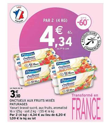 Intermarché Onctueux aux fruits mixés pâturages offre