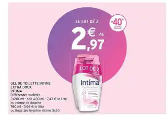 Intermarché Gel de toilette intime extra doux intima offre