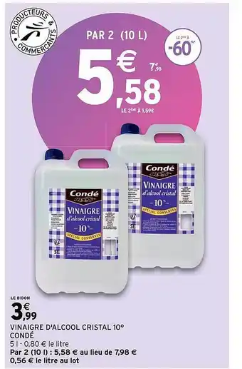 Vinaigre d'alcool cristal 10° condé